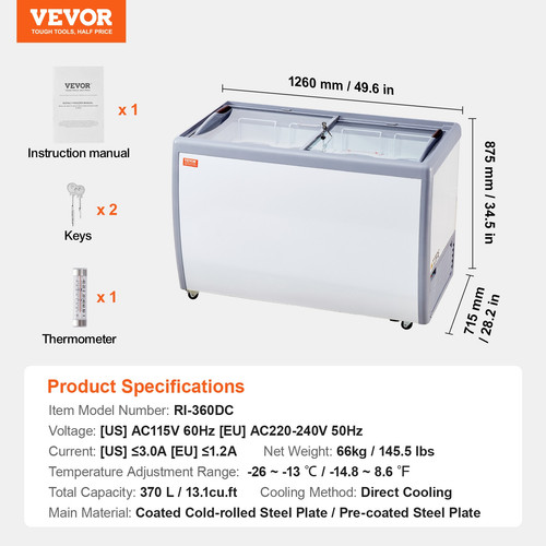 Vevor 370l vetrina - vetrina, gelato