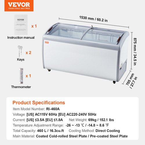 Vevor 460l vetrina gelato - 460l,