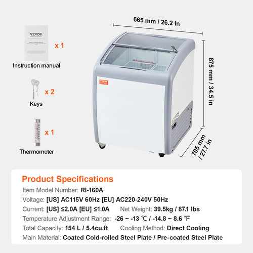 154l vetrina gelato - 154l,